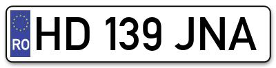 Placuta inmatriculare numar auto  HD-139-JNA, HD 139 JNA, HD139JNA