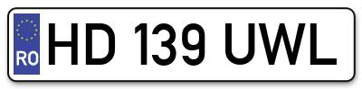 Placuta inmatriculare numar auto  HD-139-UWL, HD 139 UWL, HD139UWL