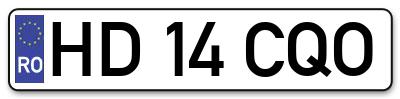Placuta inmatriculare numar auto  HD-14-CQO, HD 14 CQO, HD14CQO