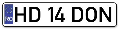Placuta inmatriculare numar auto  HD-14-DON, HD 14 DON, HD14DON