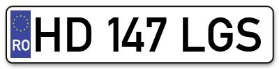 Placuta inmatriculare numar auto  HD-147-LGS, HD 147 LGS, HD147LGS