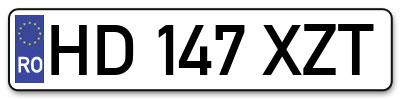 Placuta inmatriculare numar auto  HD-147-XZT, HD 147 XZT, HD147XZT