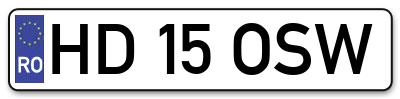 Placuta inmatriculare numar auto  HD-15-OSW, HD 15 OSW, HD15OSW