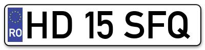 Placuta inmatriculare numar auto  HD-15-SFQ, HD 15 SFQ, HD15SFQ