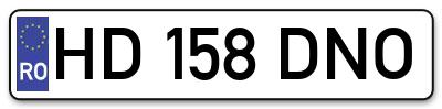 Placuta inmatriculare numar auto  HD-158-DNO, HD 158 DNO, HD158DNO