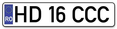 Placuta inmatriculare numar auto  HD-16-CCC, HD 16 CCC, HD16CCC