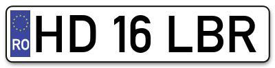 Placuta inmatriculare numar auto  HD-16-LBR, HD 16 LBR, HD16LBR
