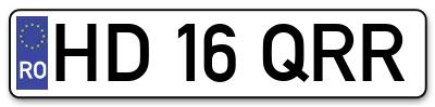 Placuta inmatriculare numar auto  HD-16-QRR, HD 16 QRR, HD16QRR