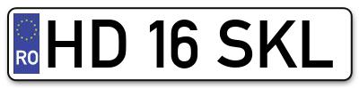Placuta inmatriculare numar auto  HD-16-SKL, HD 16 SKL, HD16SKL