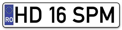 Placuta inmatriculare numar auto  HD-16-SPM, HD 16 SPM, HD16SPM