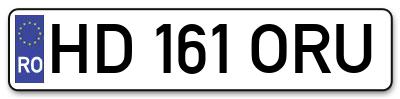 Placuta inmatriculare numar auto  HD-161-ORU, HD 161 ORU, HD161ORU