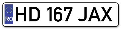 Placuta inmatriculare numar auto  HD-167-JAX, HD 167 JAX, HD167JAX