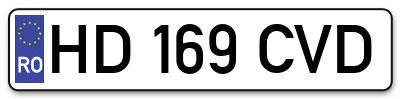 Placuta inmatriculare numar auto  HD-169-CVD, HD 169 CVD, HD169CVD
