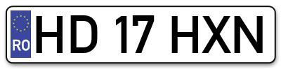 Placuta inmatriculare numar auto  HD-17-HXN, HD 17 HXN, HD17HXN