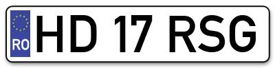 Placuta inmatriculare numar auto  HD-17-RSG, HD 17 RSG, HD17RSG