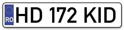 Placuta inmatriculare numar auto  HD-172-KID, HD 172 KID, HD172KID