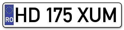 Placuta inmatriculare numar auto  HD-175-XUM, HD 175 XUM, HD175XUM