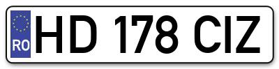 Placuta inmatriculare numar auto  HD-178-CIZ, HD 178 CIZ, HD178CIZ
