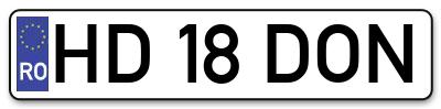 Placuta inmatriculare numar auto  HD-18-DON, HD 18 DON, HD18DON