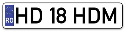 Placuta inmatriculare numar auto  HD-18-HDM, HD 18 HDM, HD18HDM