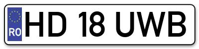 Placuta inmatriculare numar auto  HD-18-UWB, HD 18 UWB, HD18UWB