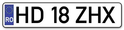 Placuta inmatriculare numar auto  HD-18-ZHX, HD 18 ZHX, HD18ZHX