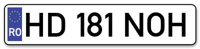 Placuta inmatriculare numar auto  HD-181-NOH, HD 181 NOH, HD181NOH