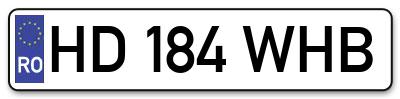 Placuta inmatriculare numar auto  HD-184-WHB, HD 184 WHB, HD184WHB