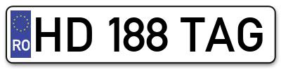 Placuta inmatriculare numar auto  HD-188-TAG, HD 188 TAG, HD188TAG