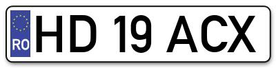 Placuta inmatriculare numar auto  HD-19-ACX, HD 19 ACX, HD19ACX