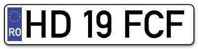 Placuta inmatriculare numar auto  HD-19-FCF, HD 19 FCF, HD19FCF