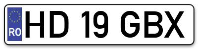 Placuta inmatriculare numar auto  HD-19-GBX, HD 19 GBX, HD19GBX