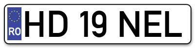 Placuta inmatriculare numar auto  HD-19-NEL, HD 19 NEL, HD19NEL