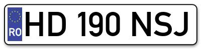 Placuta inmatriculare numar auto  HD-190-NSJ, HD 190 NSJ, HD190NSJ