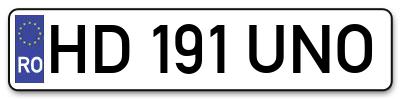 Placuta inmatriculare numar auto  HD-191-UNO, HD 191 UNO, HD191UNO