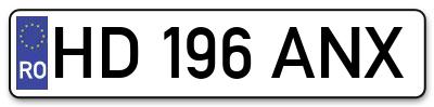 Placuta inmatriculare numar auto  HD-196-ANX, HD 196 ANX, HD196ANX