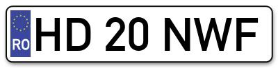 Placuta inmatriculare numar auto  HD-20-NWF, HD 20 NWF, HD20NWF