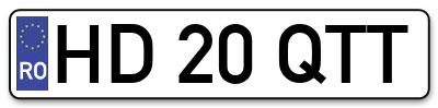 Placuta inmatriculare numar auto  HD-20-QTT, HD 20 QTT, HD20QTT