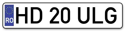 Placuta inmatriculare numar auto  HD-20-ULG, HD 20 ULG, HD20ULG