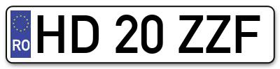 Placuta inmatriculare numar auto  HD-20-ZZF, HD 20 ZZF, HD20ZZF