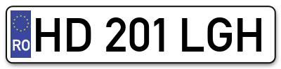 Placuta inmatriculare numar auto  HD-201-LGH, HD 201 LGH, HD201LGH
