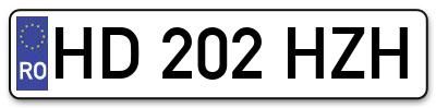Placuta inmatriculare numar auto  HD-202-HZH, HD 202 HZH, HD202HZH