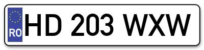 Placuta inmatriculare numar auto  HD-203-WXW, HD 203 WXW, HD203WXW