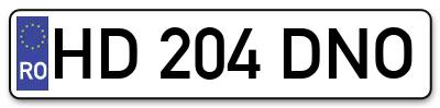 Placuta inmatriculare numar auto  HD-204-DNO, HD 204 DNO, HD204DNO
