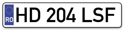 Placuta inmatriculare numar auto  HD-204-LSF, HD 204 LSF, HD204LSF