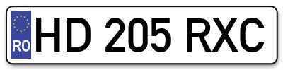 Placuta inmatriculare numar auto  HD-205-RXC, HD 205 RXC, HD205RXC