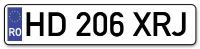 Placuta inmatriculare numar auto  HD-206-XRJ, HD 206 XRJ, HD206XRJ