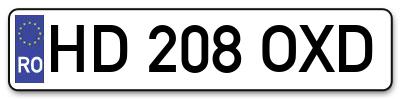 Placuta inmatriculare numar auto  HD-208-OXD, HD 208 OXD, HD208OXD