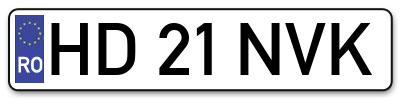 Placuta inmatriculare numar auto  HD-21-NVK, HD 21 NVK, HD21NVK
