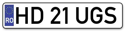 Placuta inmatriculare numar auto  HD-21-UGS, HD 21 UGS, HD21UGS